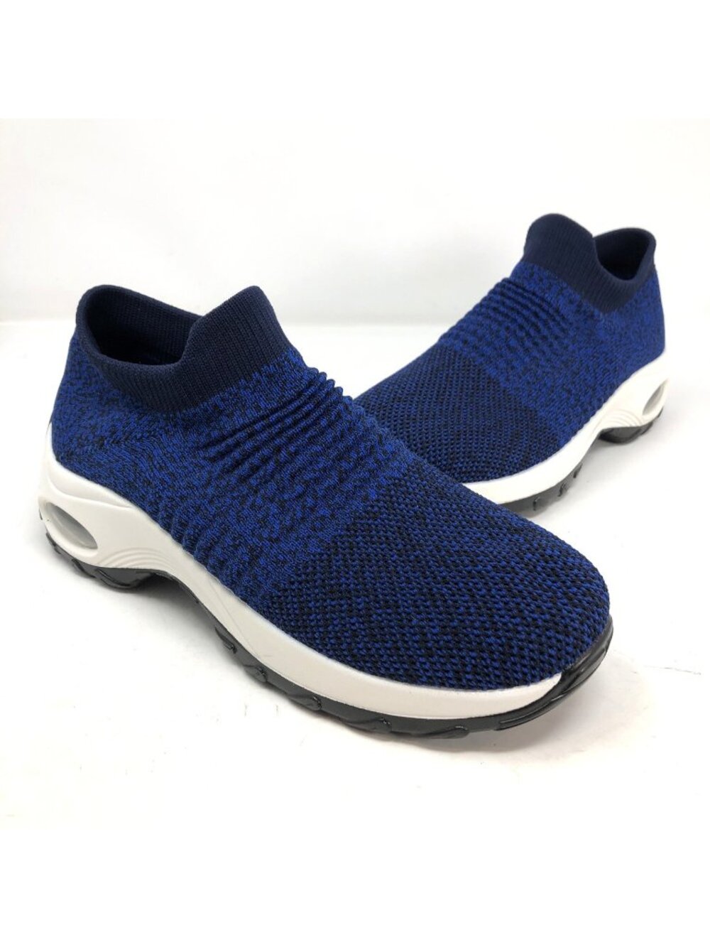 AdTec Sneaker Womens 9 Slow Man Blue Comfort Mesh Stretch Sock Slip On Athletic